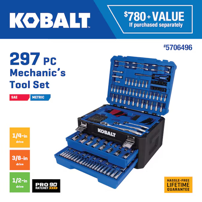 297 -Piece Metric and Standard (SAE) Mechanics Tool Set with Hard Case
